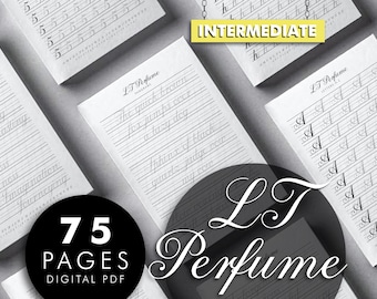LT Perfume Script Font Calligraphy Practice Sheets, Lettering Drills (PDF)