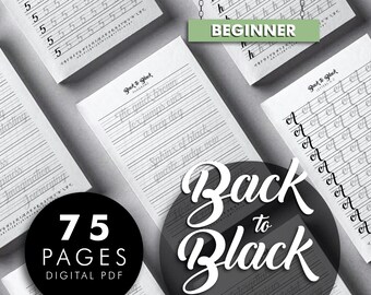Hoja de práctica de caligrafía con fuente Black Script para principiantes (PDF)