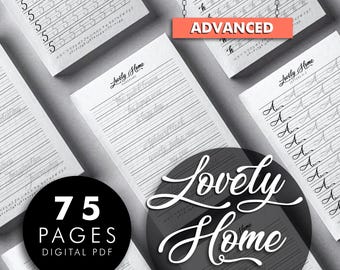 Lovely Home Calligraphy Practice Sheet: Script Font, Beginner Lettering Drills (PDF)