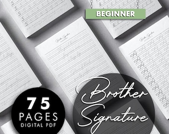 Brother Signature Font Calligraphy Practice Sheet Beginner Tracing (PDF)