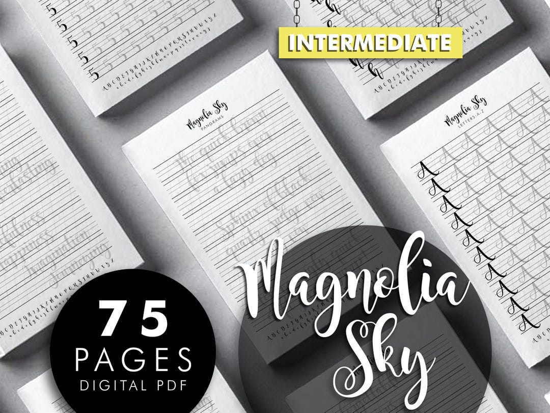 Magnolia Sky Calligraphy Practice Sheets, Procreate Alphabet Guide (PDF ...