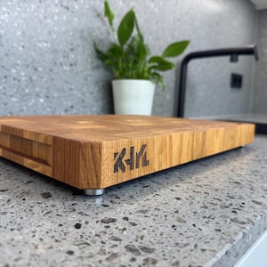MADE in GERMANY - KHYL® The slanted cutting board - Real oak - 40x30x4 cm extra large - End grain - Extra thick - Butcher block