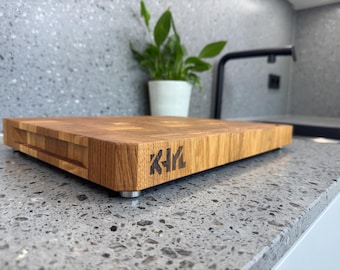 MADE IN GERMANY - KHYL® The slanted cutting board - solid oak - 40x30x4 cm extra large - end grain - extra thick - butcher block