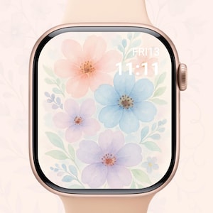 Floral Apple Watch Wallpaper – Aesthetic Flower Watch Face for Women | Pastel Digital Download