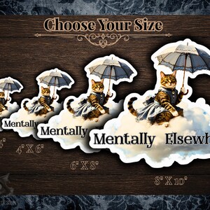 Victorian Cat Riding a Cloud Sticker - Mentally Elsewhere, Peculiar Transportation Society Cat Art image 5