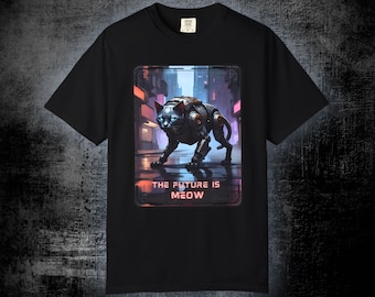 未来はニャー！サイバーパンク猫Tシャツ