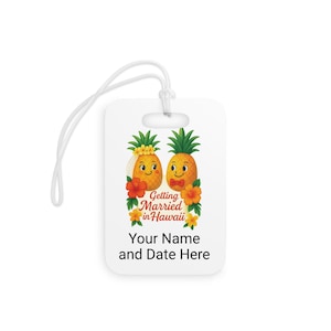 Personalized Pineapple Luggage Tags for Weddings, Travel Accessories, Custom Name Tags, Honeymoon Gifts, Tropical Theme Decorations