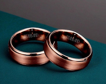 Coffee Tungsten Mens Rings - Mens Wedding Band - statement rings - Engagement Rings - Promise Brown Rings - wedding gift for Him
