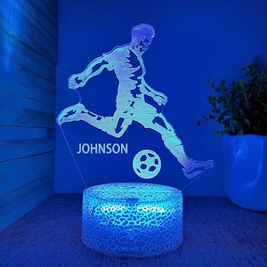 Night Light Soccer 3D Optical Illusion Lamp with Remote Control 16 Colors Changing Football Birthday Xmas Gift Idea for Sport Fan Boys