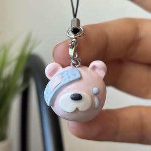 Creepy Cute Kawaii Bear Keychain – Pink Bandage Scar | Yami Kawaii Charm | Menhera