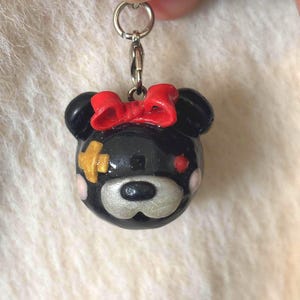 Creepy Cute Bear Keychain – Bow with Bandage | Yami Kawaii Charm | Menhera