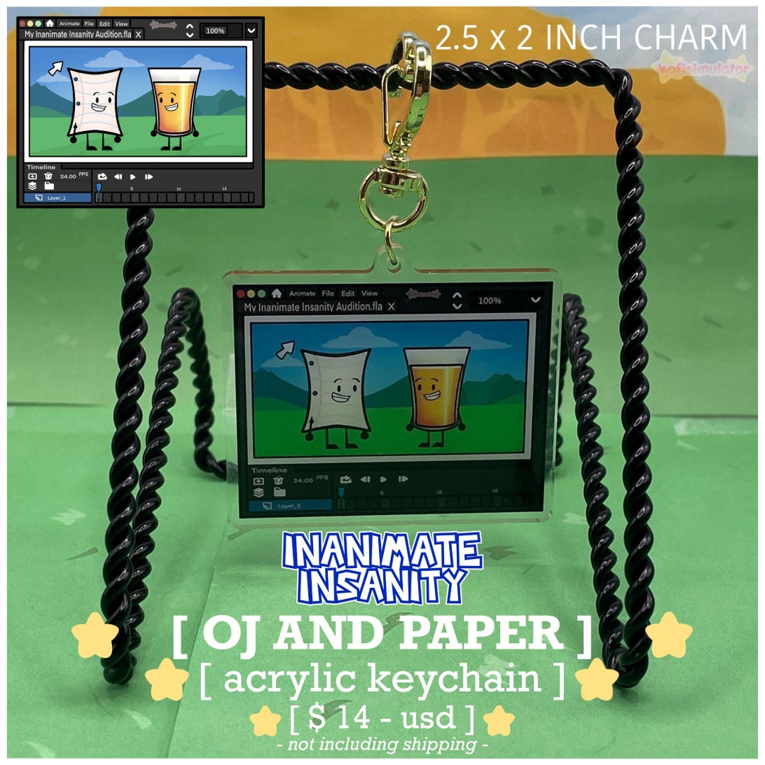 Inanimate Keychains OJ and Paper Payjay Double-sided Keychain - Inanimate Insanity : II ...