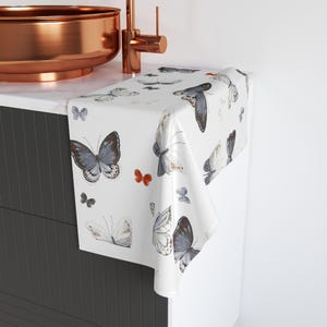 Butterfly Garden Hand Towel, Kitchen Towel, Home Decor, Gift for Nature Lovers, Bathroom Accessory, Butterfly Decor
