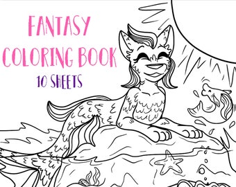 10 Design Your Own Fantasy Cat Downloadable Coloring Sheets
