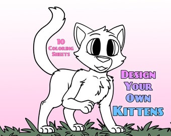 10 Design Your Own Kittens Downloadable Coloring Sheets