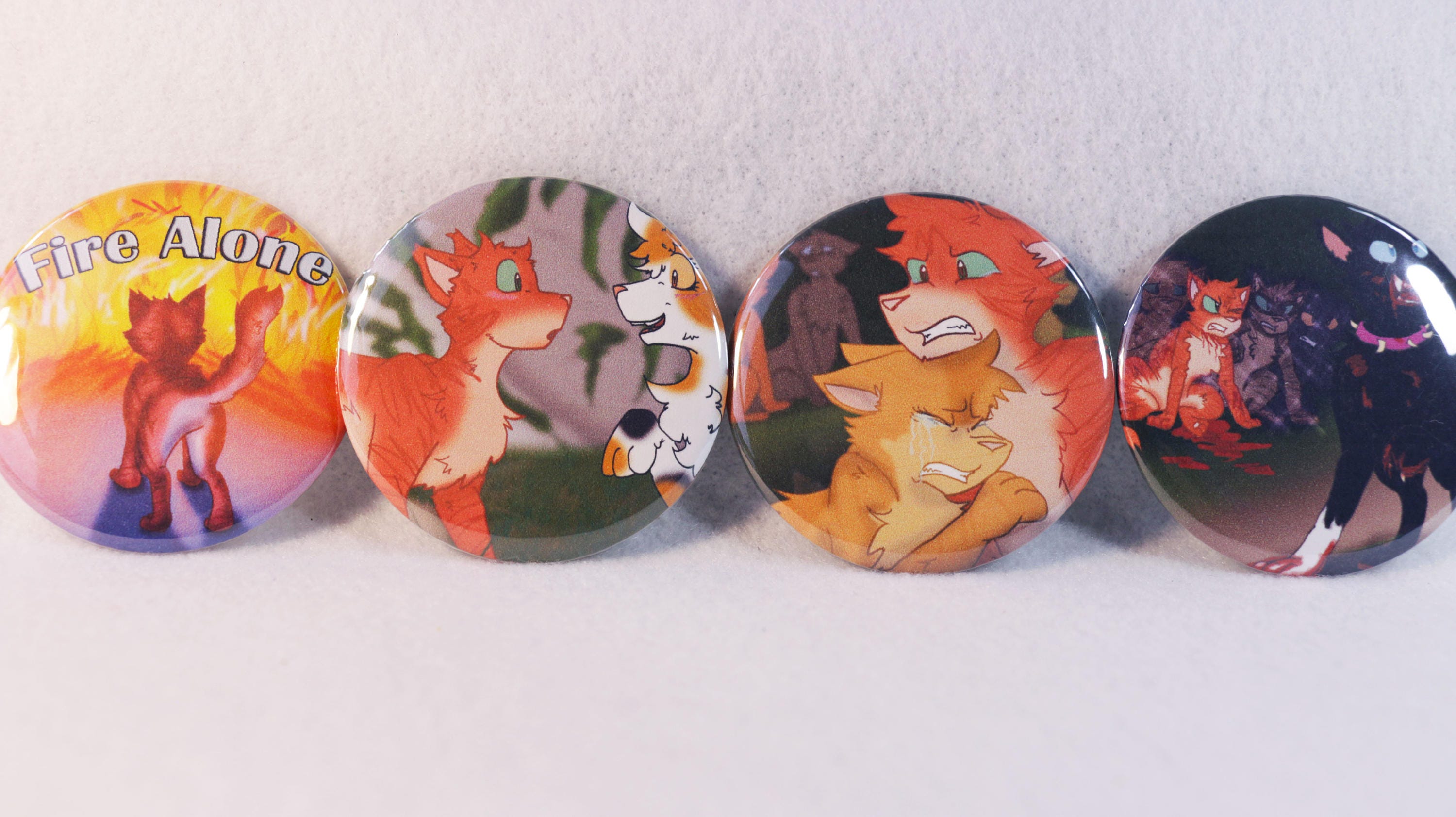 Firestar Set of 4 Warrior Cats 2.25 in Pin Back Buttons Etsy
