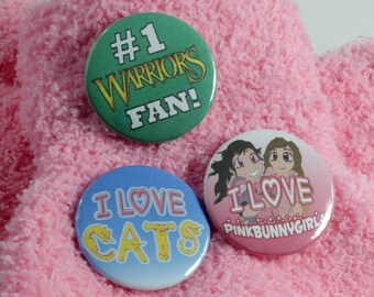 Pink Gloves and Set of 6 - 1.25 in Pin Back Buttons