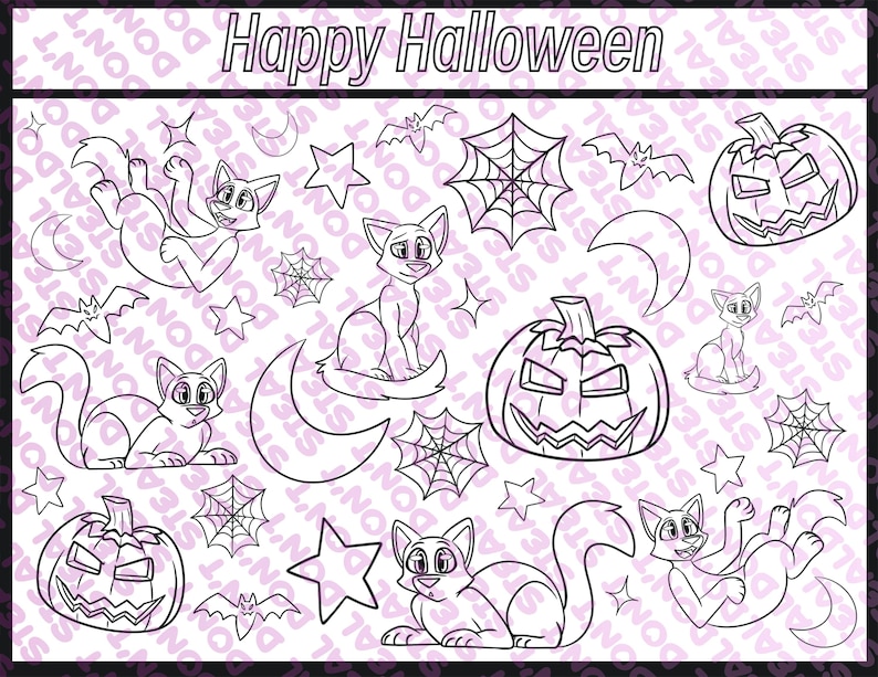 Design Your Own Spooky Cats 3 Downloadable Halloween Coloring Sheets