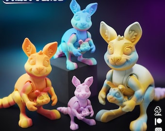 Impresión STL de Flexy Mama Kangaroo y Joey en su lugar
