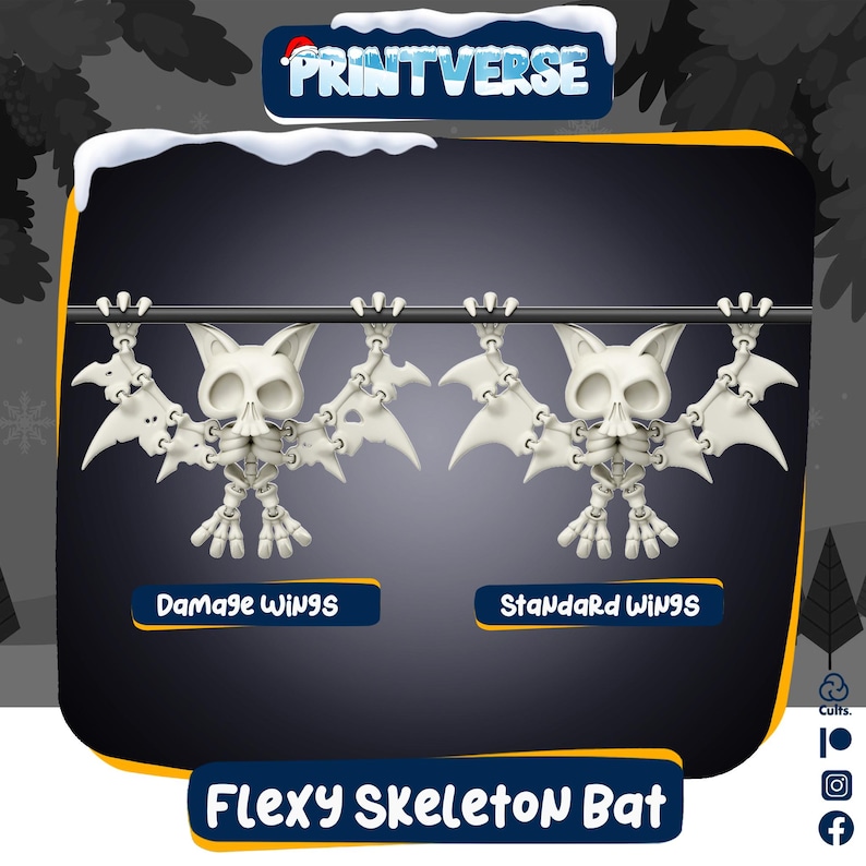 Flexy Skeleton Bat STL Print in Place - Etsy