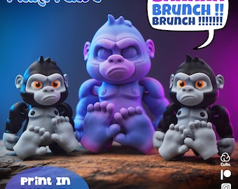 Flexy Baby Gorilla STL Print In Place