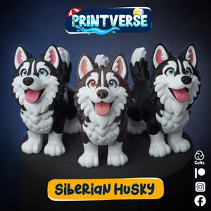 Cachorro de husky siberiano flexible STL para imprimir en el lugar