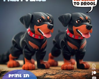 Flexy Rottweiler Dog STL Print In Place