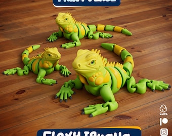 Flexy Iguana STL Print In Place