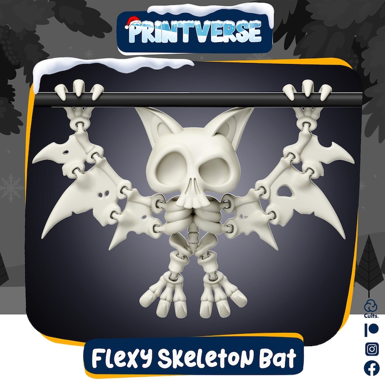 Flexy Skeleton Bat STL Print in Place - Etsy