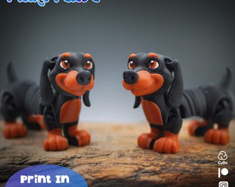Flexy Dachshund Dog STL Print In Place