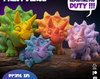 Flexy Triceratops STL Print In Place