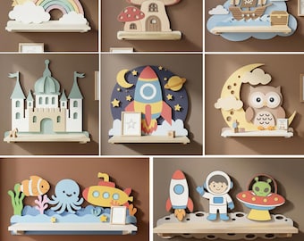 Nursery Shelf SVG Bundle | Kids 3D Wood Wall Decor Laser Cut File (Digital Download)