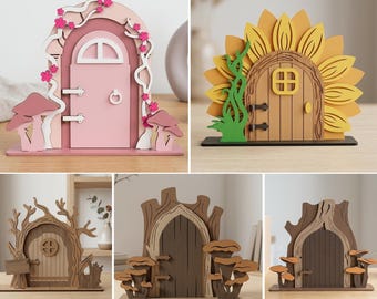 Whimsical Fairy Doors SVG Bundle, Laser Cut File, Garden Gnome Door Pattern (Digital Download)