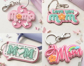 Mom Keychain SVG Bundle, Layered Laser Cut Files, Mother's Day Craft (Digital Download)
