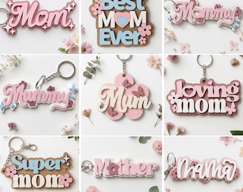Mother’s Day Keychain SVG Bundle, Laser Cut File, Mom Sign Designs (Digital Download)