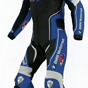 BMW Biker 1 P Men Racing Suit, Motorcycle Racing Cowhide Leather Suit, CE Certified Level 2 Protection Biker Suit, Gift For Him/Her