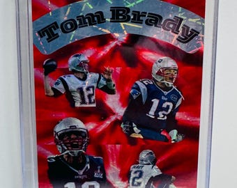 Tarjeta deportiva personalizada de Tom Brady ~ NFL ~ Patriots ~ Tarjeta de carrera de 20 temporadas ~ Refractor de lámina láser ~