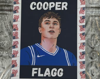 Cooper Flagg Custom Novelty JUMBO Sports Card ~ USA Edition ~ JUMBO 5x7 ~ Refractor Holo ~ Rated Rookie ~ Duke