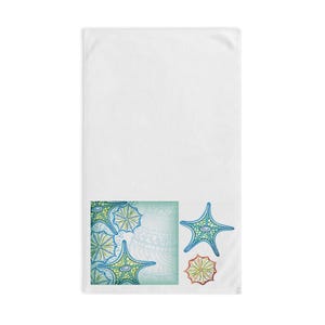 Coastal Vibe Hand Towel, Nautical Home Decor, Ocean Themed Kitchen Towel, Beach House Gift, Sea Star Bath Towel, Summer Living Essentials