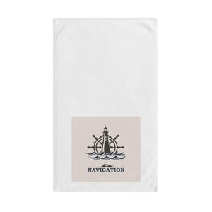 Nautical Navigation - Hand Towel -Coastal Bathroom Decor, Kitchen Towel, Ocean Theme Tea Towel, Seaside Guest Towel, Marine Dish Cloth