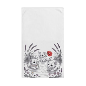 Adorable Cat-Themed Hand Towel, Cute Cat Towel, Pet Lover Gift, Kitchen Decor, Bathroom Accessory, Animal Lover Home Decor