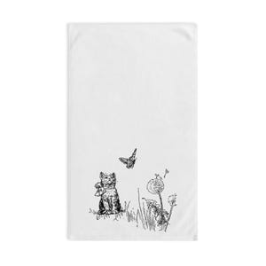 Hand Towel Cat- Charming Cat - Gifts for Cat Lovers, Kitchen Decor, Cute Home Textile, Animal Art Accessory, Birthday Gift