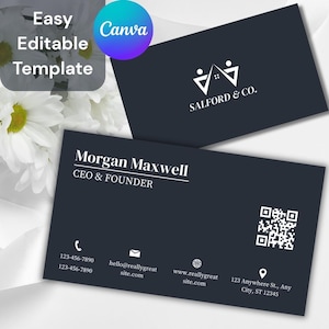 Editable Minimalist Business Card Template: Modern Canva Design (Digital Download)
