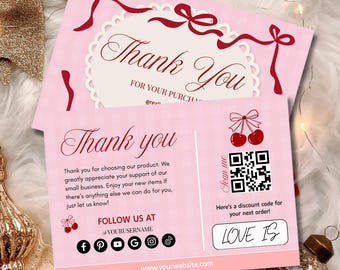 Beauty Thank You Card Template, Boutique Business Thank You Card, Lash Tech MUA Insert Card, Editable Canva Card