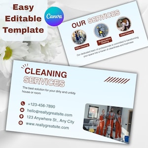 Cleaning Business Card Template: Modern Maid Service Design (Canva Editable, Digital Download)