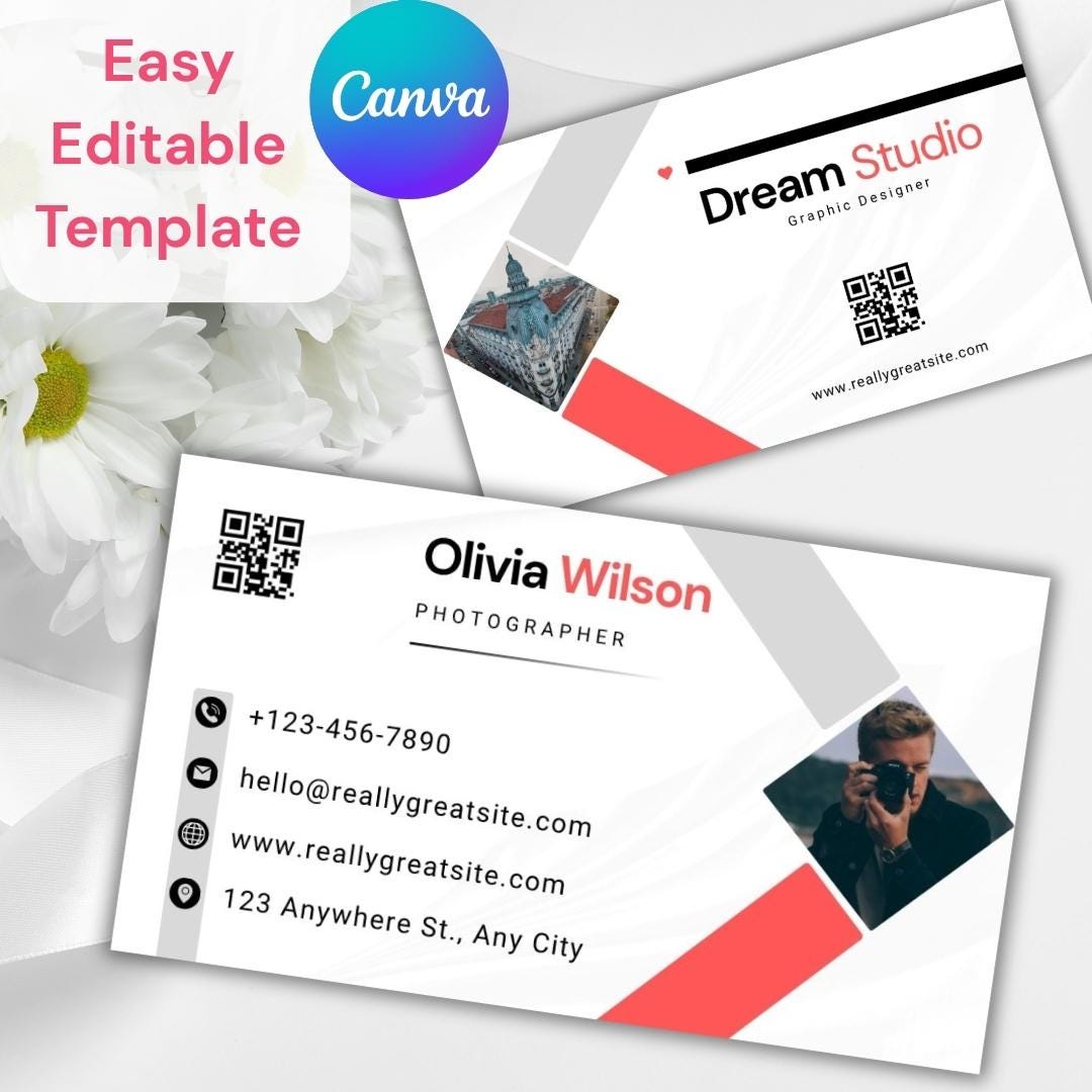 Editable Business Card Template: QR Code Contact Card (digital Download ...
