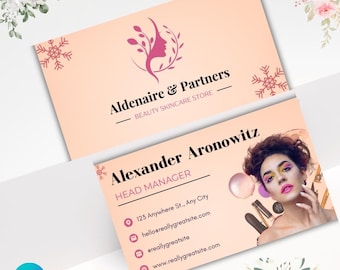 Elegant Beauty Business Card Template for Canva: Lash Tech, Esthetician, Hair Stylist