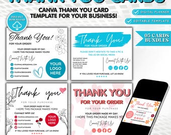 Editable Thank You Card Template: Small Business Packaging Insert (Digital Download)