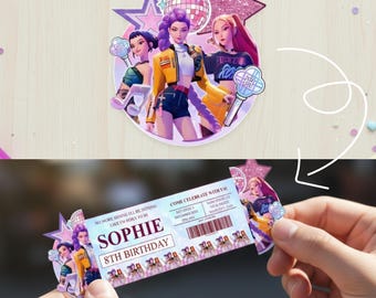 Concert Ticket Birthday Invitation Editable Canva Template, Folded Modern Pop Star Party Invite, Printable Digital Download