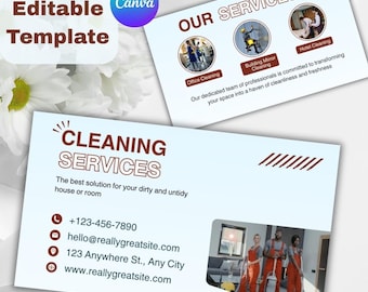 Cleaning Business Card Template: Editable Canva Design for Maid & Housekeeping Services